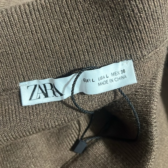 Zara Brown Wrap Skirt Midi Women's Sz Large L Pull On Long - Picture 4 of 5